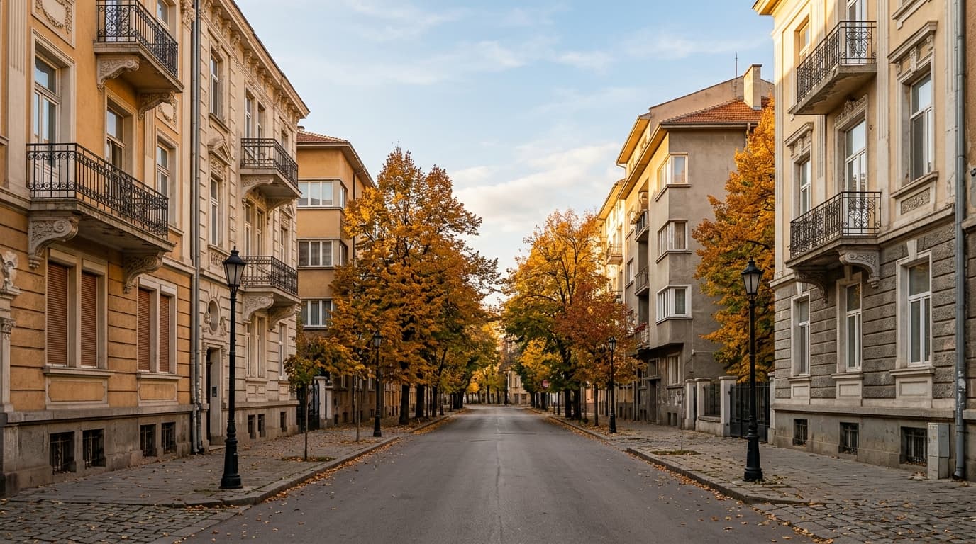 Rue résidentielle calme du quartier de Lozenets à Sofia, Bulgarie