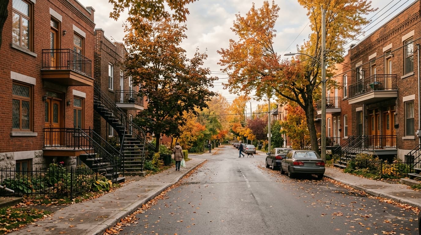Via residenziale a Montréal, Canada, in autunno