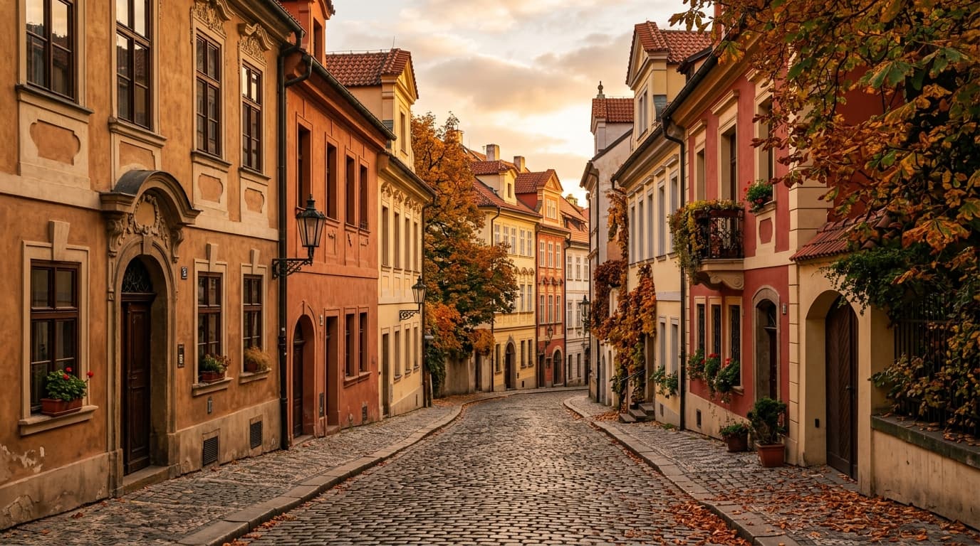 Rue résidentielle du quartier de Malá Strana à Prague, République tchèque